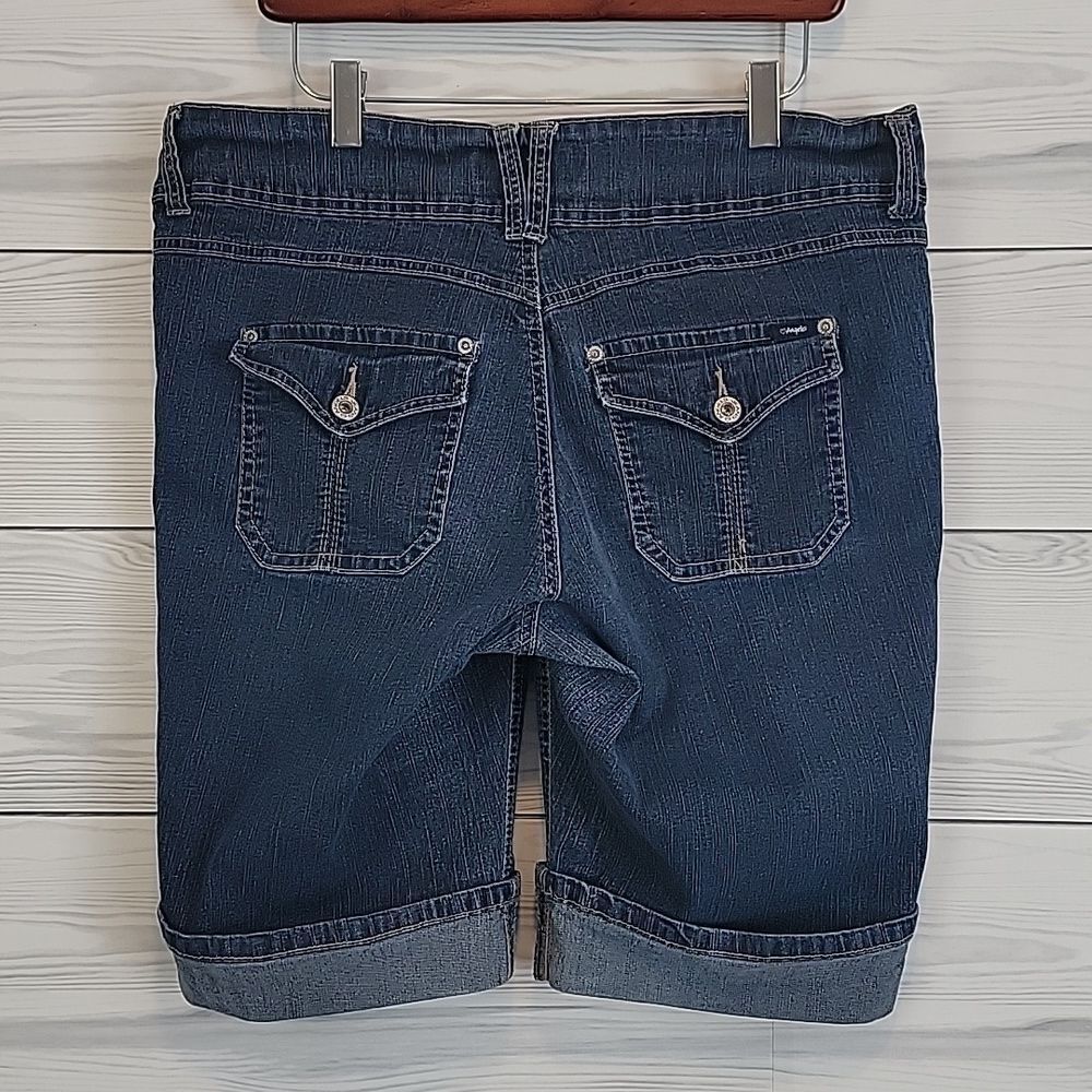 Angels Bermuda blue denim stretch jean shorts Women's Size 16 - Picture 4 of 13